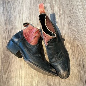 Leather ankle cowboy boots